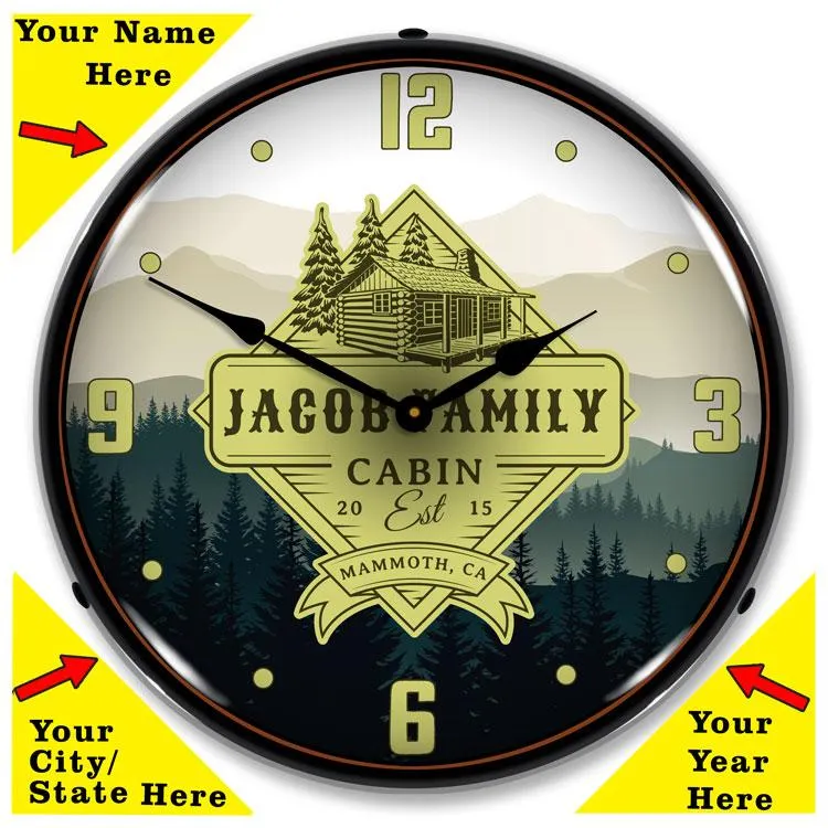 Collectable Sign and Clock - Add Your Name Family Cabin Clock