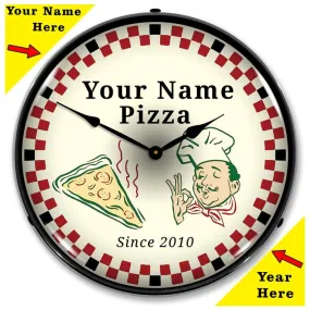 Collectable Sign and Clock - Add Your Name Pizza Parlor Clock