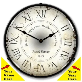 Collectable Sign and Clock - Add Your Name Roman Antique Clock