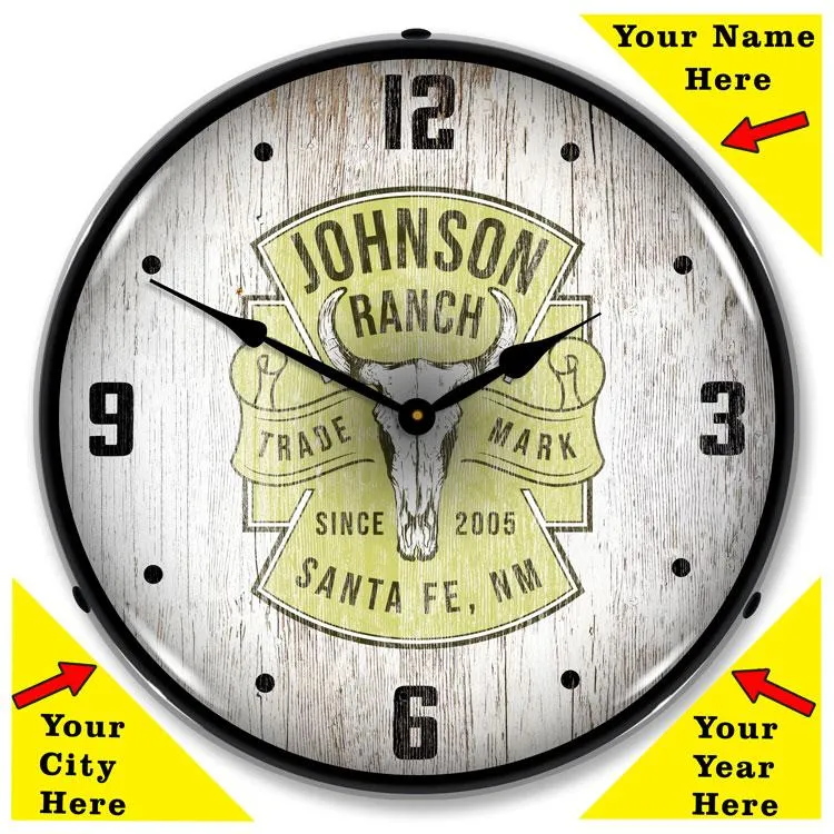 Collectable Sign and Clock - Add Your Name Rustic Ranch Clock