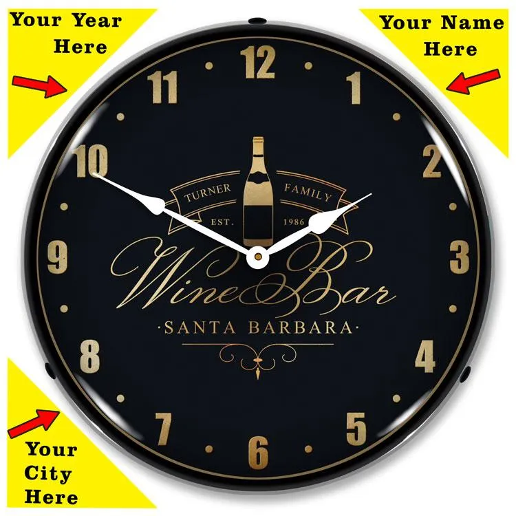 Collectable Sign and Clock - Add Your Name Wine Bar Clock