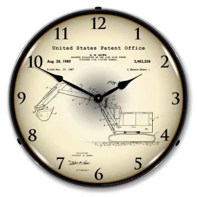 Collectable Sign and Clock - Backhoe Excavator 1969  Patent Clock