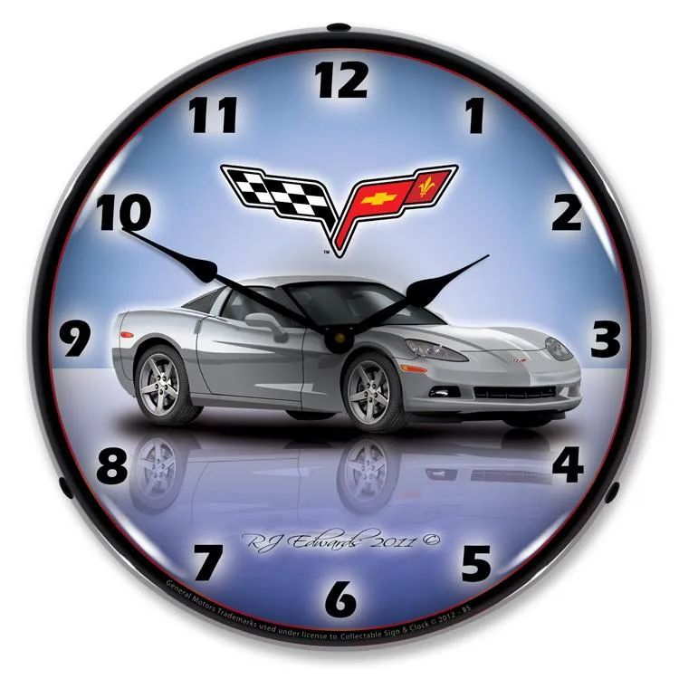 Collectable Sign and Clock - C6 Corvette Blade Silver Clock