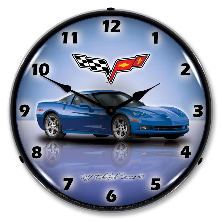 Collectable Sign and Clock - C6 Corvette Jetstream Blue Clock