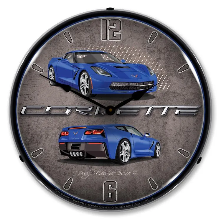 Collectable Sign and Clock - C7 Corvette Laguna Blue Clock