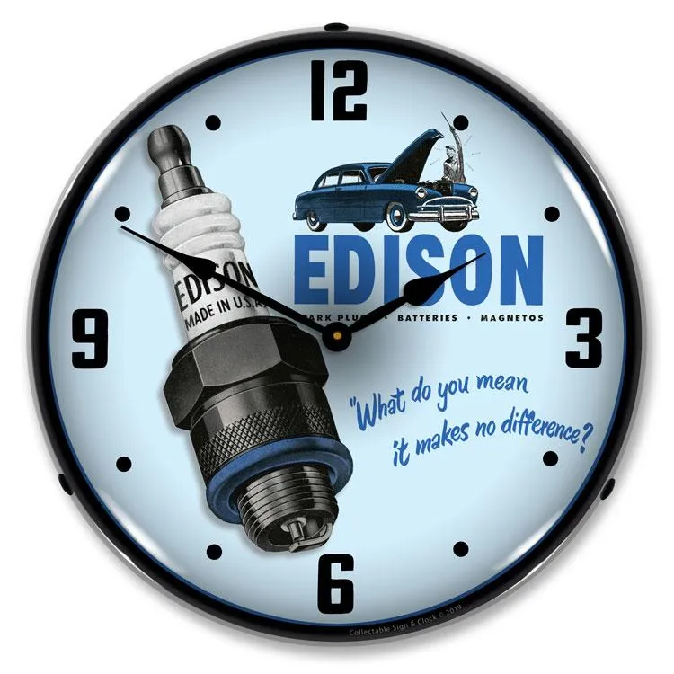 Collectable Sign and Clock - Edison Spark Plugs Clock