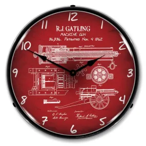 Collectable Sign and Clock - Gatling Gun Patent Clock