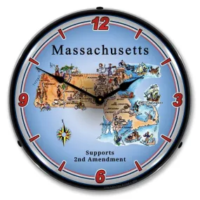 Collectable Sign and Clock - Massachusetts Supports the 2nd Amendment Clock