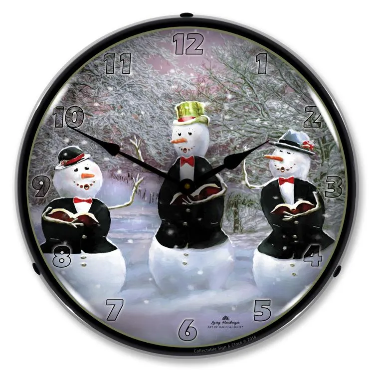 Collectable Sign and Clock - Snowman Caroling Clock