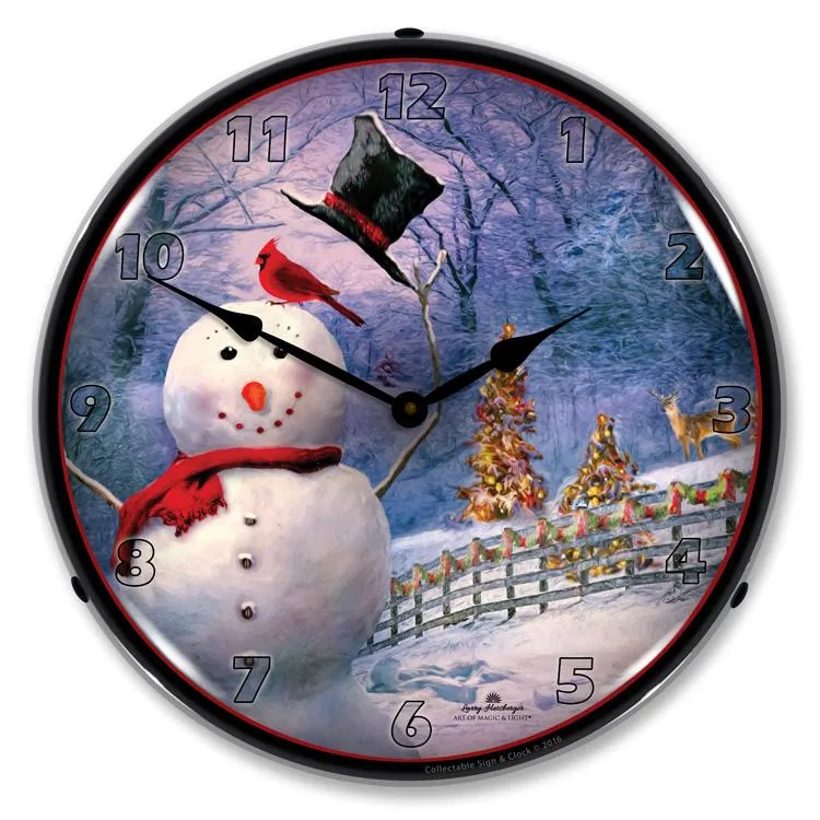 Collectable Sign and Clock - Snowman Greetings Clock