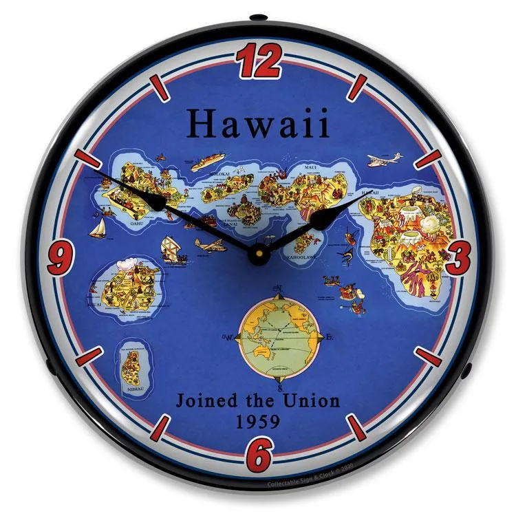 Collectable Sign and Clock - State of Hawaii Clock