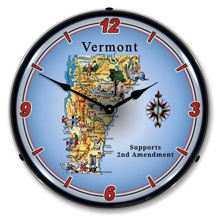 Collectable Sign and Clock - Vermont Supports the 2nd Amendment Clock