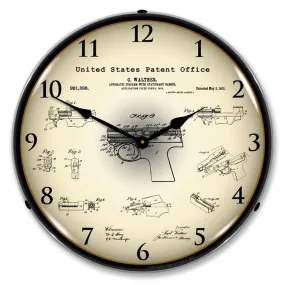 Collectable Sign and Clock - Walther PPK Firearm 1911  Patent Clock