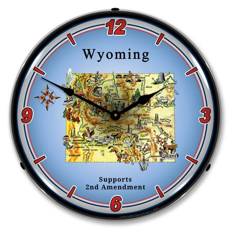 Collectable Sign and Clock - Wyoming Supports the 2nd Amendment Clock