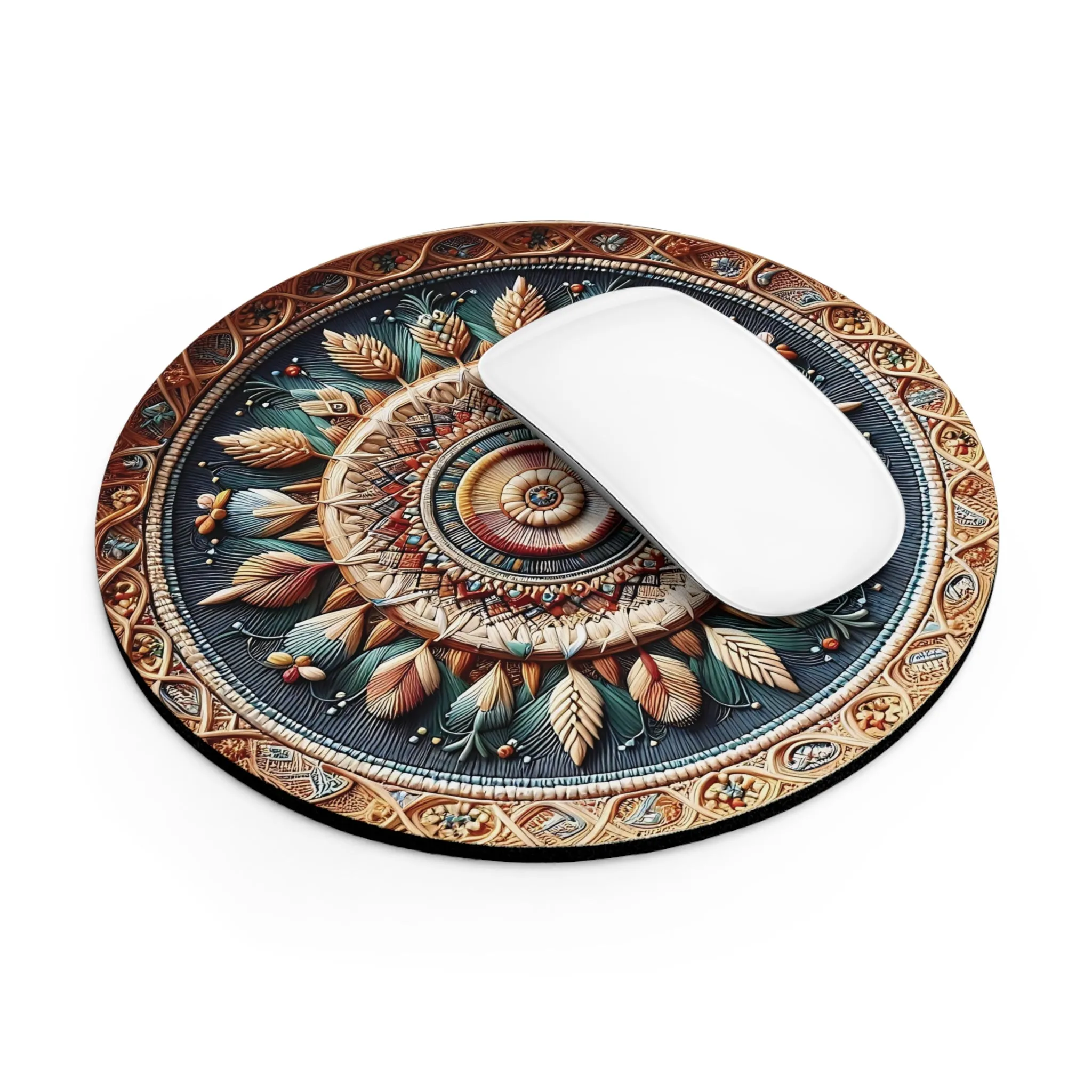 Colourful bohemian minimal design with wicker look with shadow and glare effect Mouse Pad