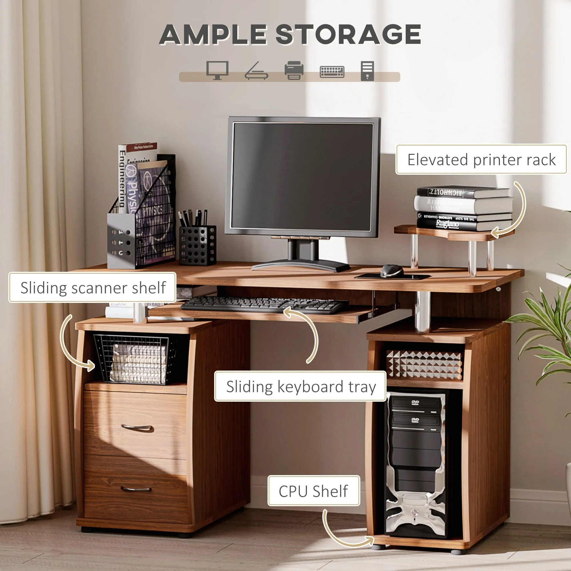 Computer Desk Office PC Table Workstation with Keyboard Tray