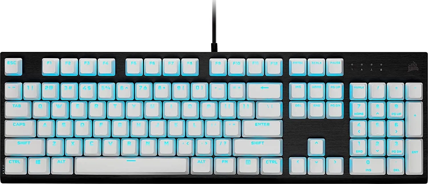 Corsair Keycap PBT Double-Shot PRO Keycap Mod Kit – Double-Shot PBT Keycaps – Standard Bottom Row – Textured Surface - (Arctic White)