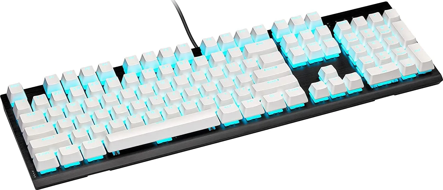 Corsair Keycap PBT Double-Shot PRO Keycap Mod Kit – Double-Shot PBT Keycaps – Standard Bottom Row – Textured Surface - (Arctic White)