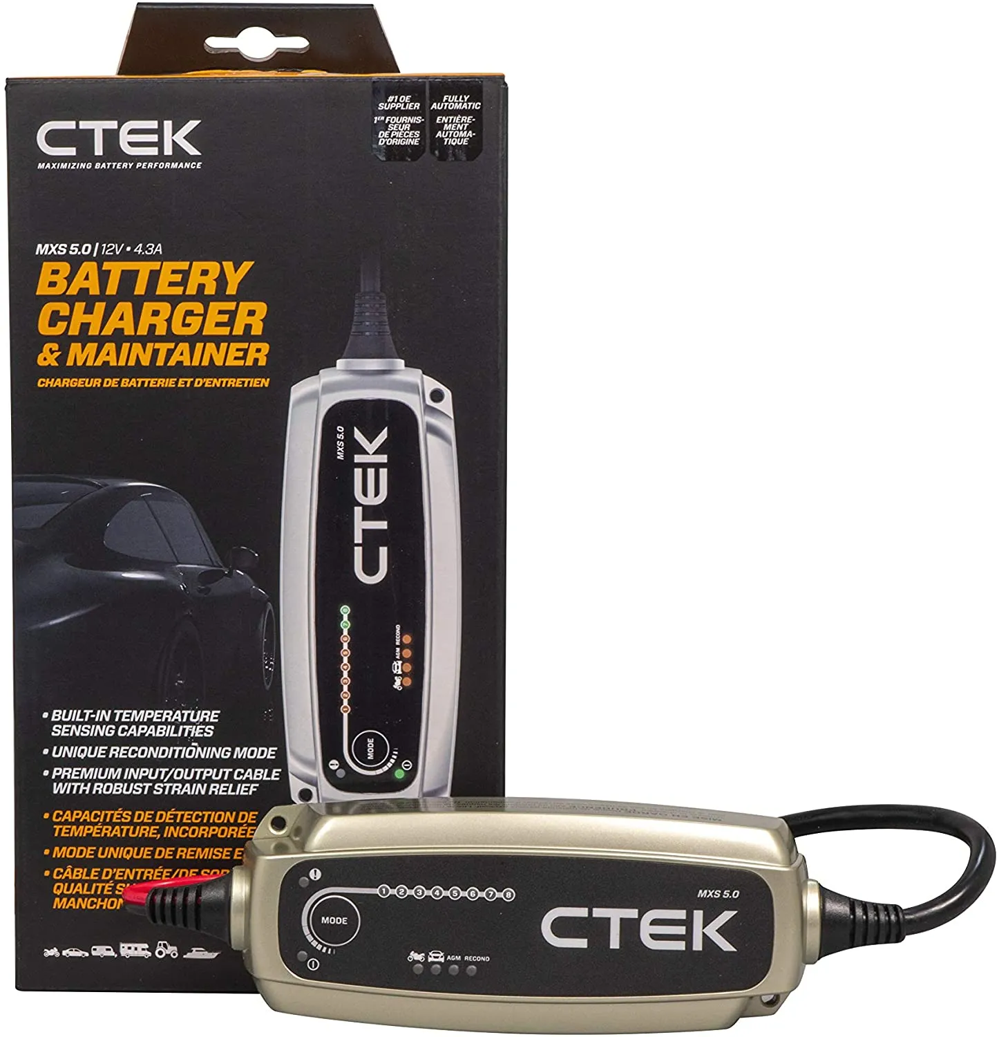 CTEK Battery Charger - MXS 5.0 4.3 Amp 12 Volt - Test & Charge 40-206