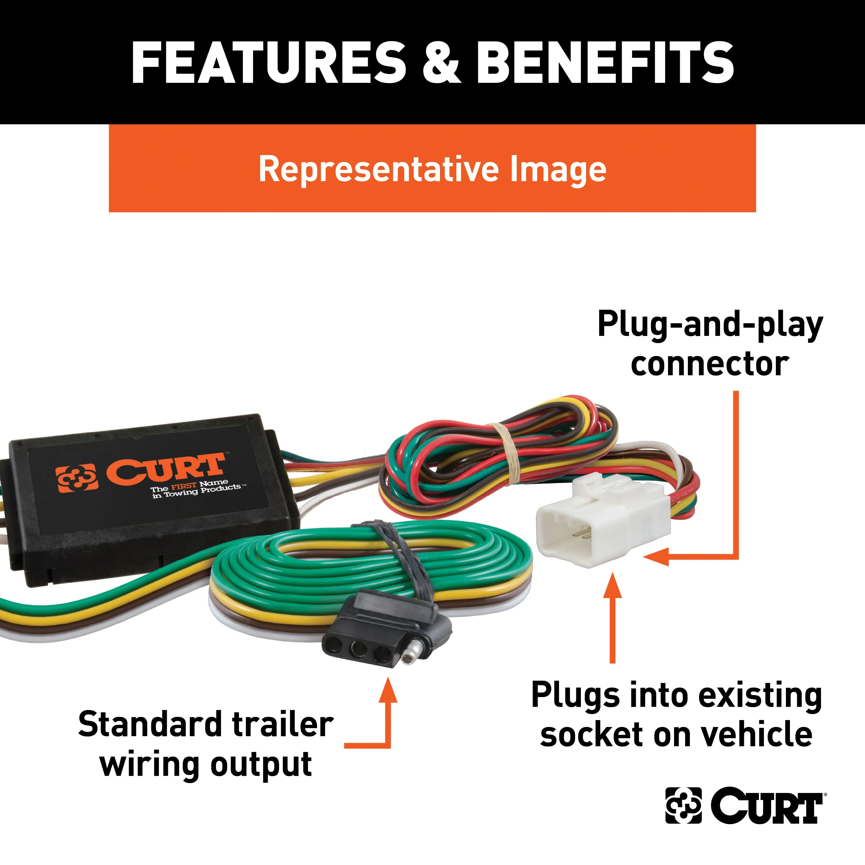 CURT 56107 Custom 4-Flat; Select Toyota Highlander; OEM Tow Package Required