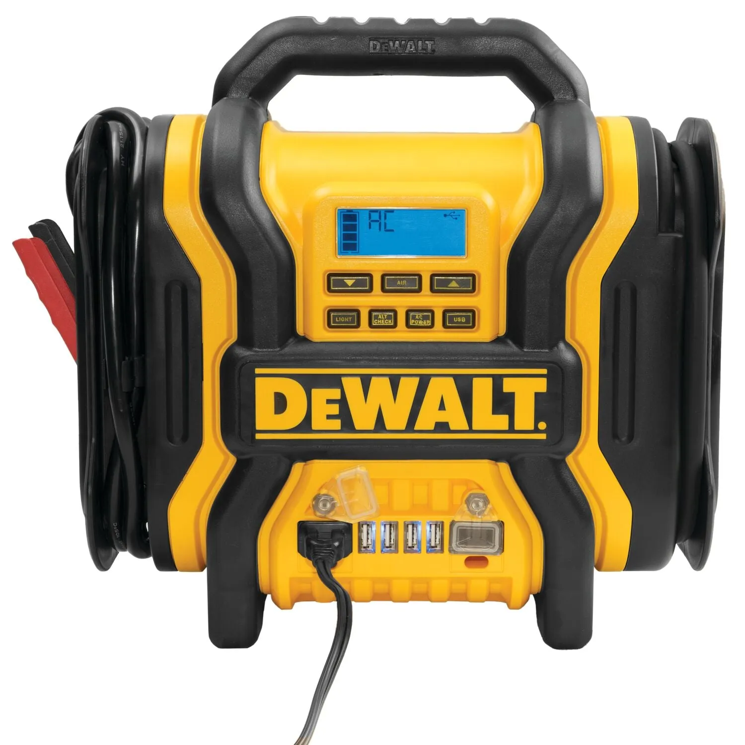 DEWALT DXAEPS14 1600 Peak Battery Amp 12V Automotive Jump Starter/Power Station with 500 Watt AC Power Inverter, 120 PSI Digital Compressor, and USB Power, Yellow