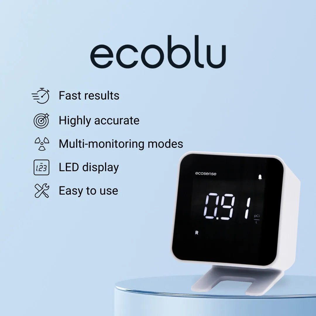 Ecosense EcoBlu Digital Radon Gas Monitor for Short- and Long-Term Readings