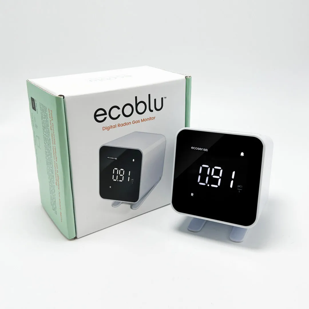 Ecosense EcoBlu Digital Radon Gas Monitor for Short- and Long-Term Readings