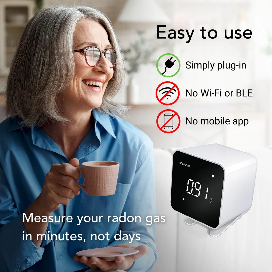 Ecosense EcoBlu Digital Radon Gas Monitor for Short- and Long-Term Readings