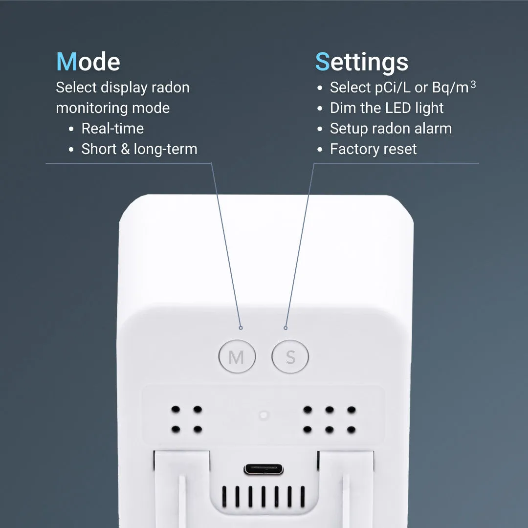 Ecosense EcoBlu Digital Radon Gas Monitor for Short- and Long-Term Readings