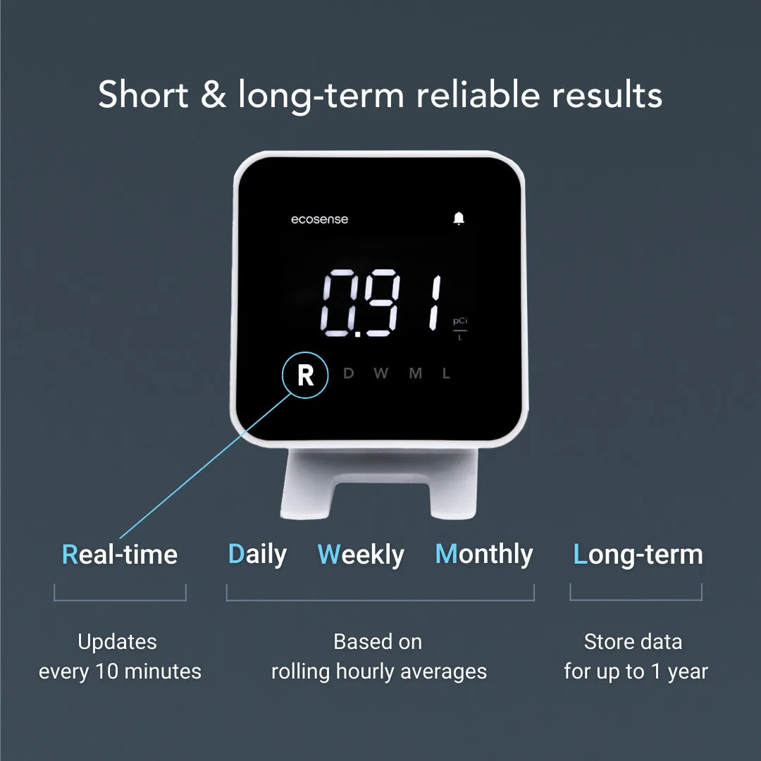 Ecosense EcoBlu Digital Radon Gas Monitor for Short- and Long-Term Readings