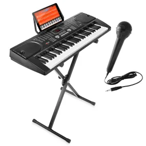 Electric Keyboard Piano with Stand, Microphone, & Sticker Sheet