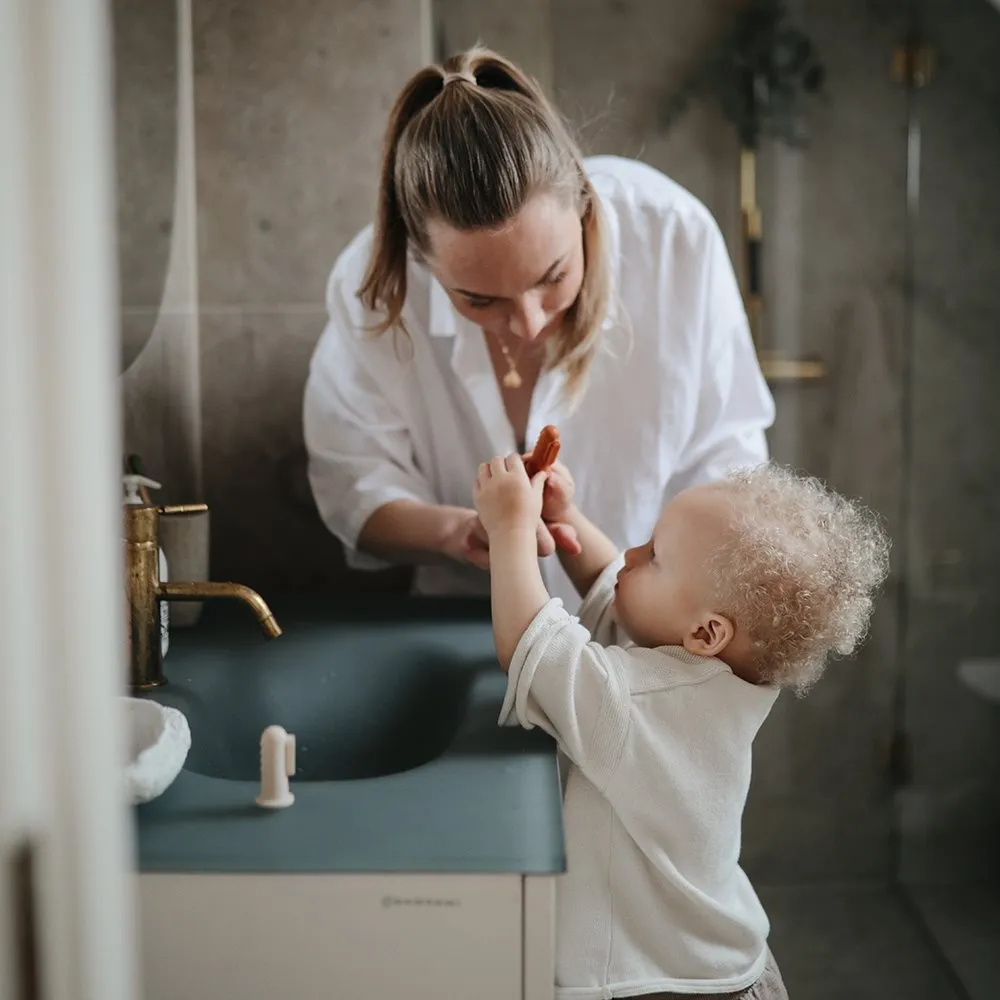 Finger Toothbrush - Cambridge Blue/Shifting Sand