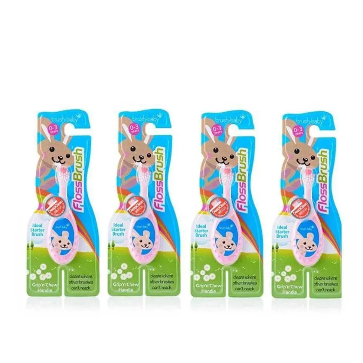 FlossBrushes™ Baby Bristles Toothbrush (0-3 Years) (4 Pack)