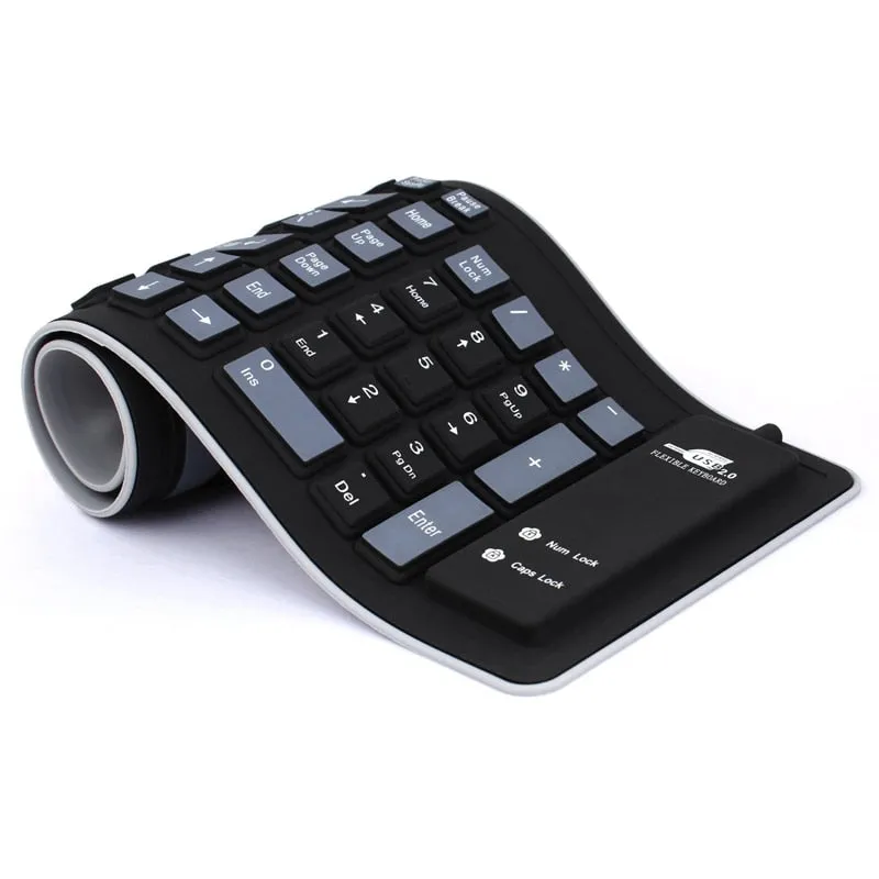 Foldable Silicone Keyboard USB Wired Soft Waterproof Roll Up PC Laptop Notebook