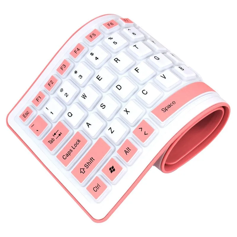 Foldable Silicone Keyboard USB Wired Soft Waterproof Roll Up PC Laptop Notebook