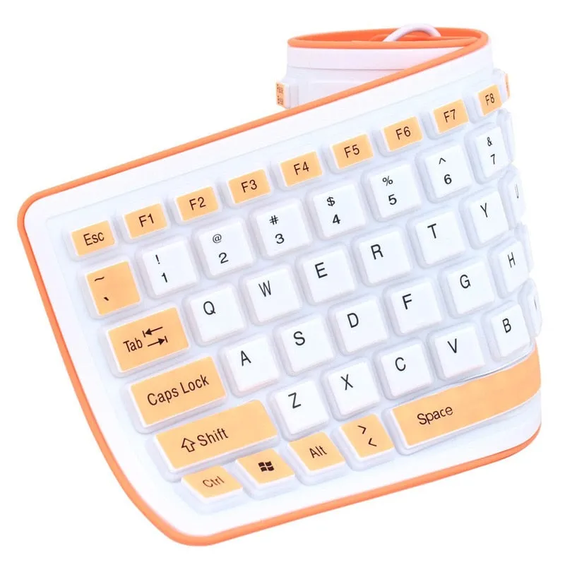 Foldable Silicone Keyboard USB Wired Soft Waterproof Roll Up PC Laptop Notebook