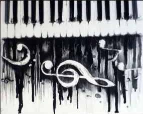 Full Square Drill 5D Diamond Painting | Musical Notes Rhinestone Mosaic | Black And White Keyboard Piano