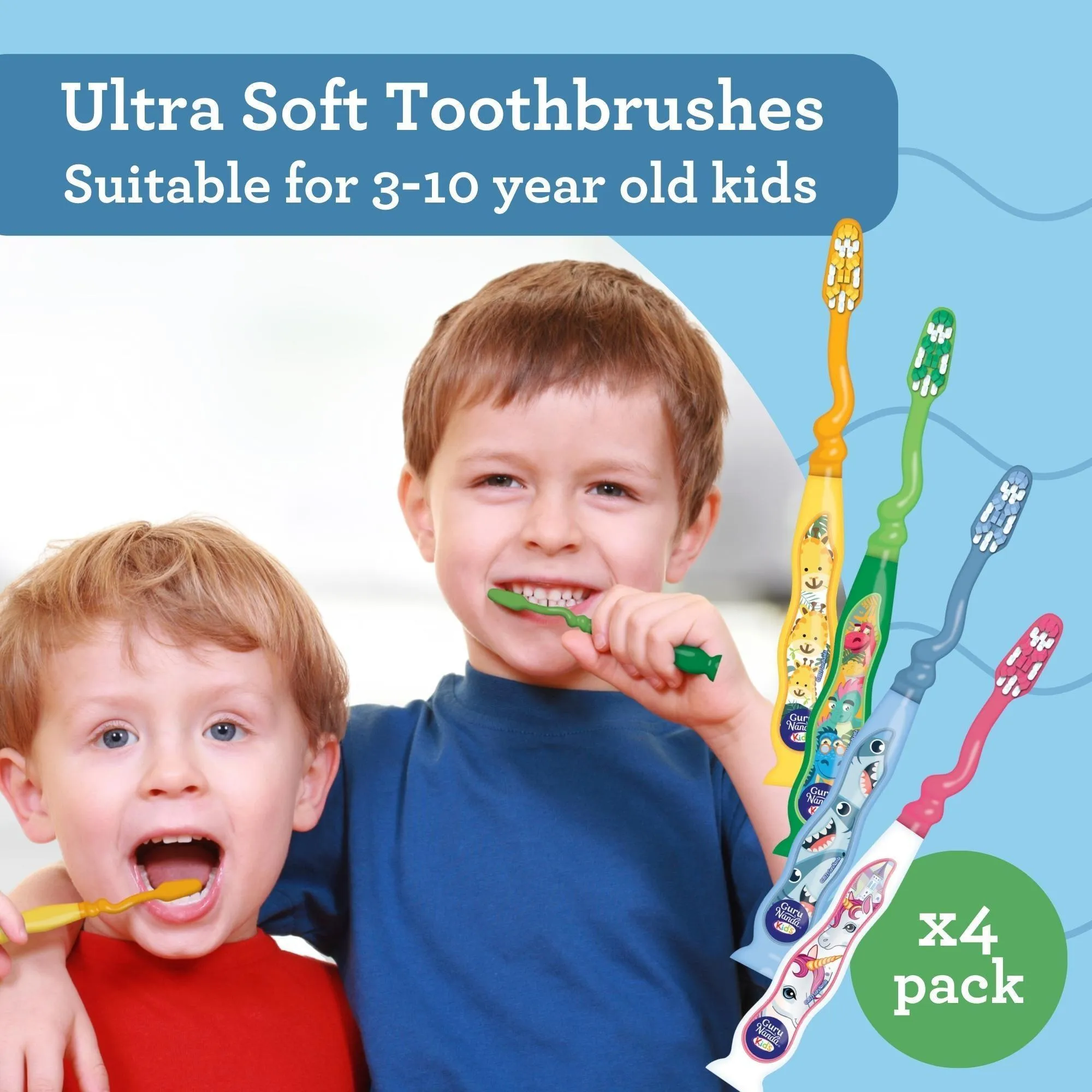 Fun Animals Kids' Toothbrush with Suction Cup (4-Pack)