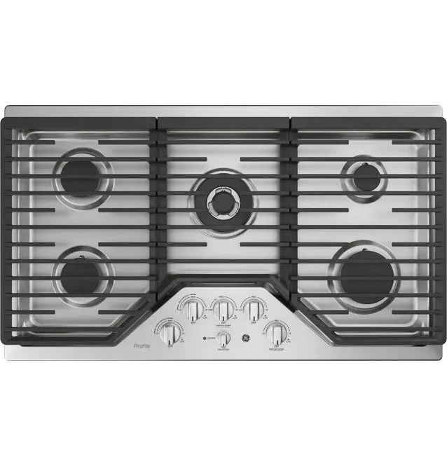 GE Profile™ PGP9036SLSS 36" Built-In Tri-Ring Gas Cooktop with 5 Burners and Included Extra-Large Integrated Griddle in Stainless Steel