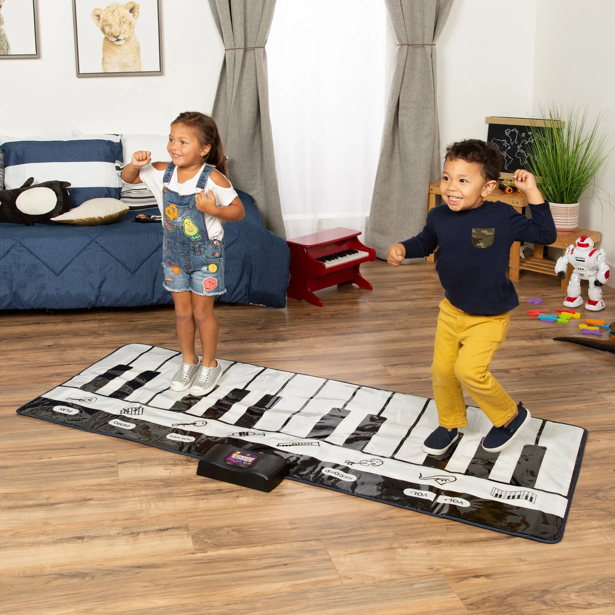 Giant Piano Keyboard Playmat w/ 8 Instrument Settings - Black/White