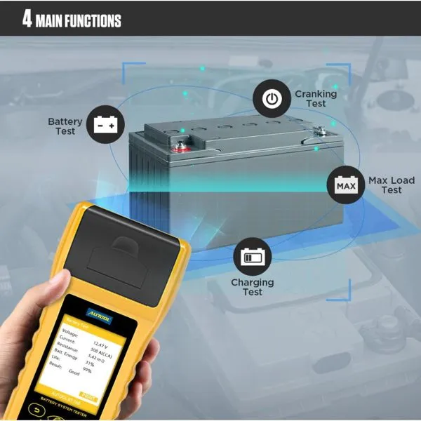 GT-BT760 - Autool Car Battery Tester with Printer 6- 32V Battery Test & Cranking Test & Charging Test & Max Load Test