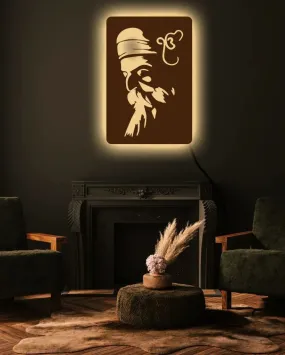 Guru Nanak Ji Wooden Brown LED Backlit