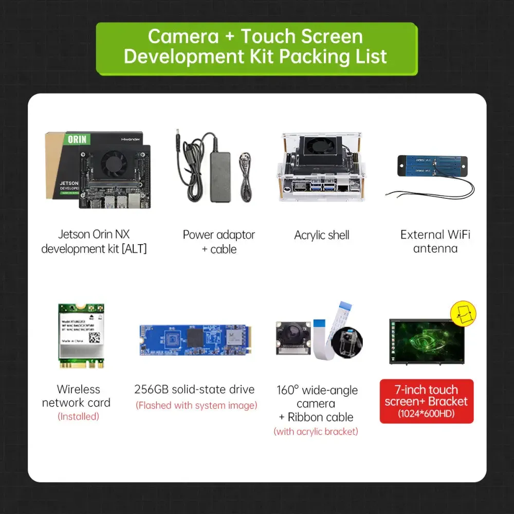 Hiwonder Jetson Orin NX Development Kit 8GB SOM Module (Camera   Touch Screen Development Kit)