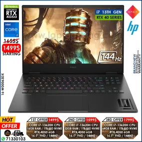 HP Omen 16-WD0063DX Core i7-13620h Rtx 4050 144hz 16.1" Gaming Laptops (Brand New)