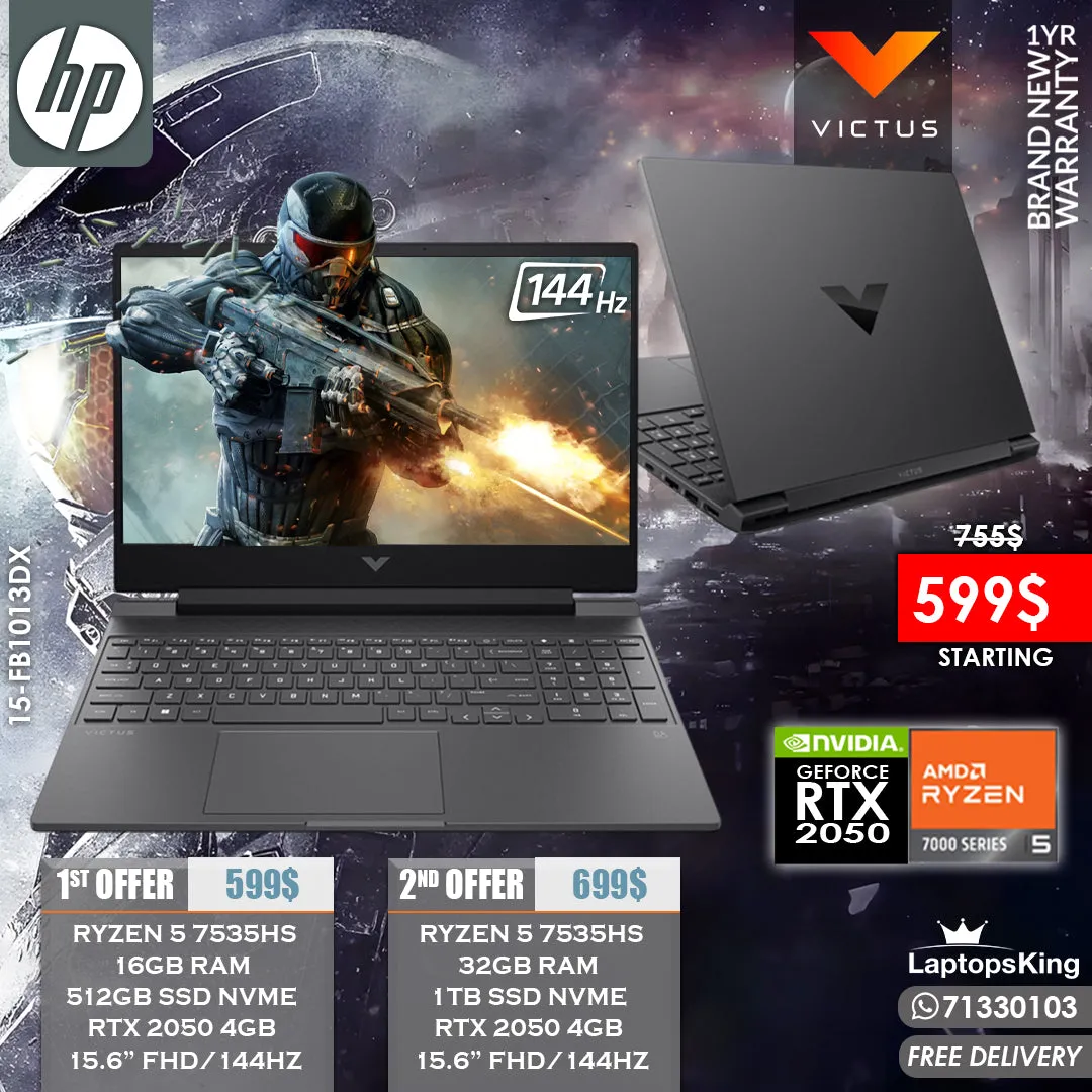 HP Victus 15-FB1013DX Ryzen 5 7535hs Rtx 2050 144Hz Gaming Laptop Offers (Brand New)