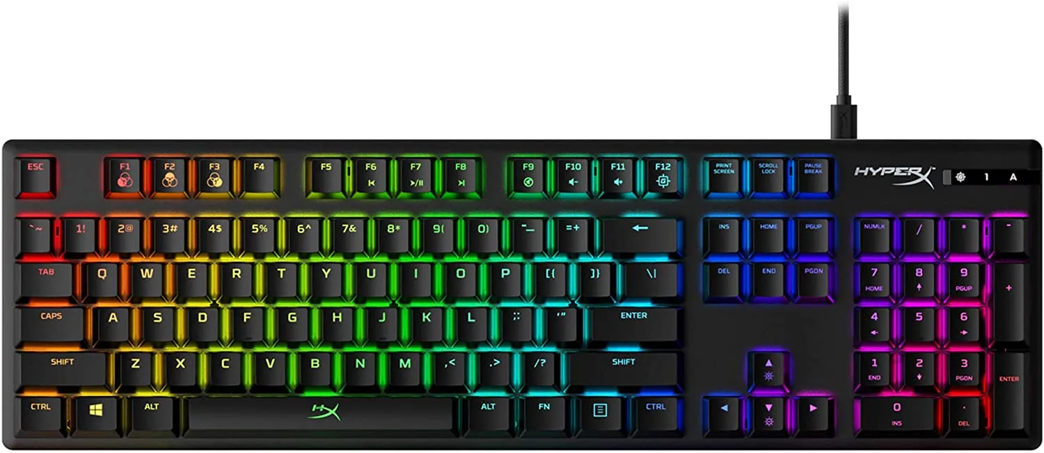 HyperX Alloy Origin Mechanical RGB Backlit Gaming Keyboard with Detachable USB Type-C cable, Aqua Tactile Switch (HX-KB6AQX-US)