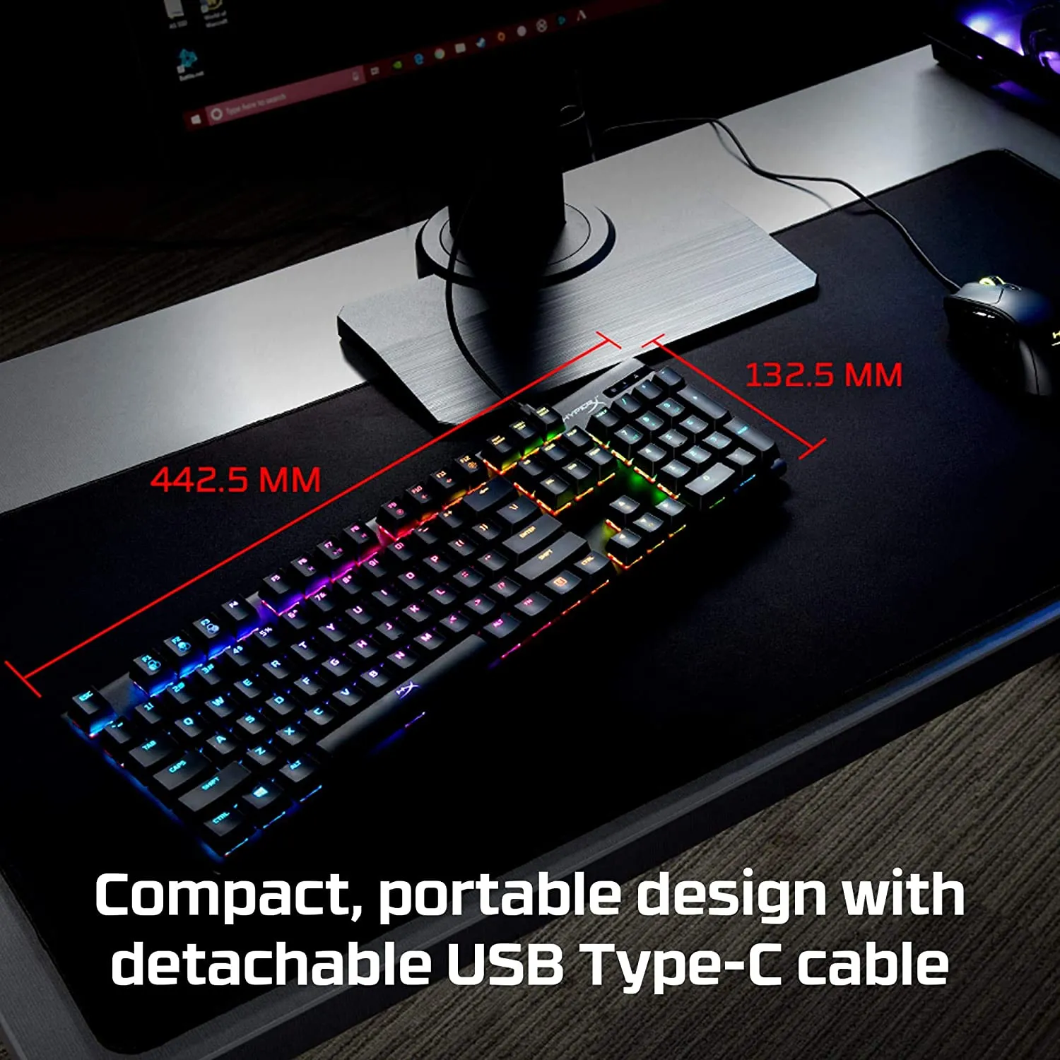 HyperX Alloy Origin Mechanical RGB Backlit Gaming Keyboard with Detachable USB Type-C cable, Aqua Tactile Switch (HX-KB6AQX-US)