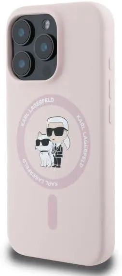 Karl Lagerfeld Silicone Karl and Choupette Hardcase with MagSafe for iphone 16 Pro Max 6.9" Pink - KLHMP16XSCMKCRHP