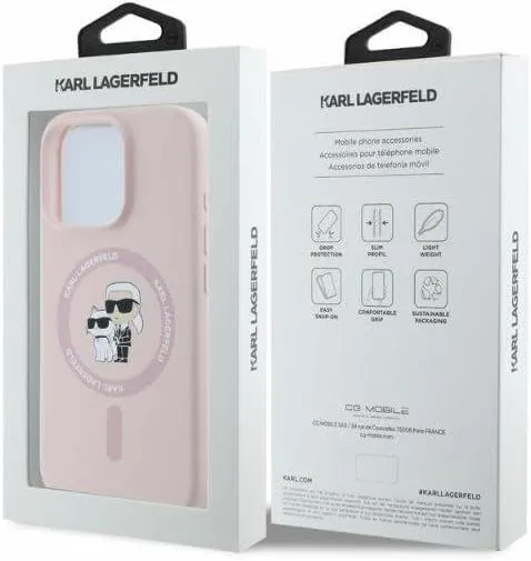 Karl Lagerfeld Silicone Karl and Choupette Hardcase with MagSafe for iphone 16 Pro Max 6.9" Pink - KLHMP16XSCMKCRHP