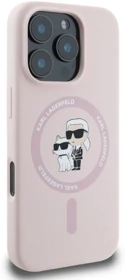 Karl Lagerfeld Silicone Karl and Choupette Hardcase with MagSafe for iphone 16 Pro Max 6.9" Pink - KLHMP16XSCMKCRHP